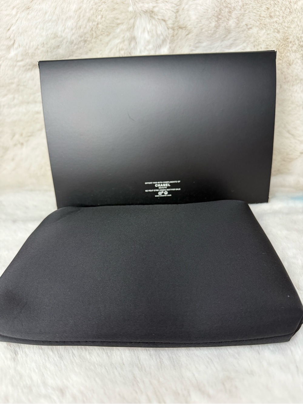 CHANEL Black Leather Accessories Pouch with White Logo - Picture 3 of 6
